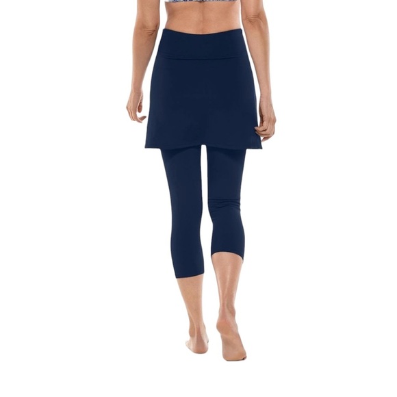 Coolibar XL Women's Skirted Swim Tights Shorebreak Sun Protective UPF Ruched - Picture 4 of 14